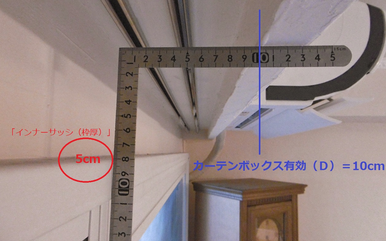カーテンボックス　インナーサッシ　干渉