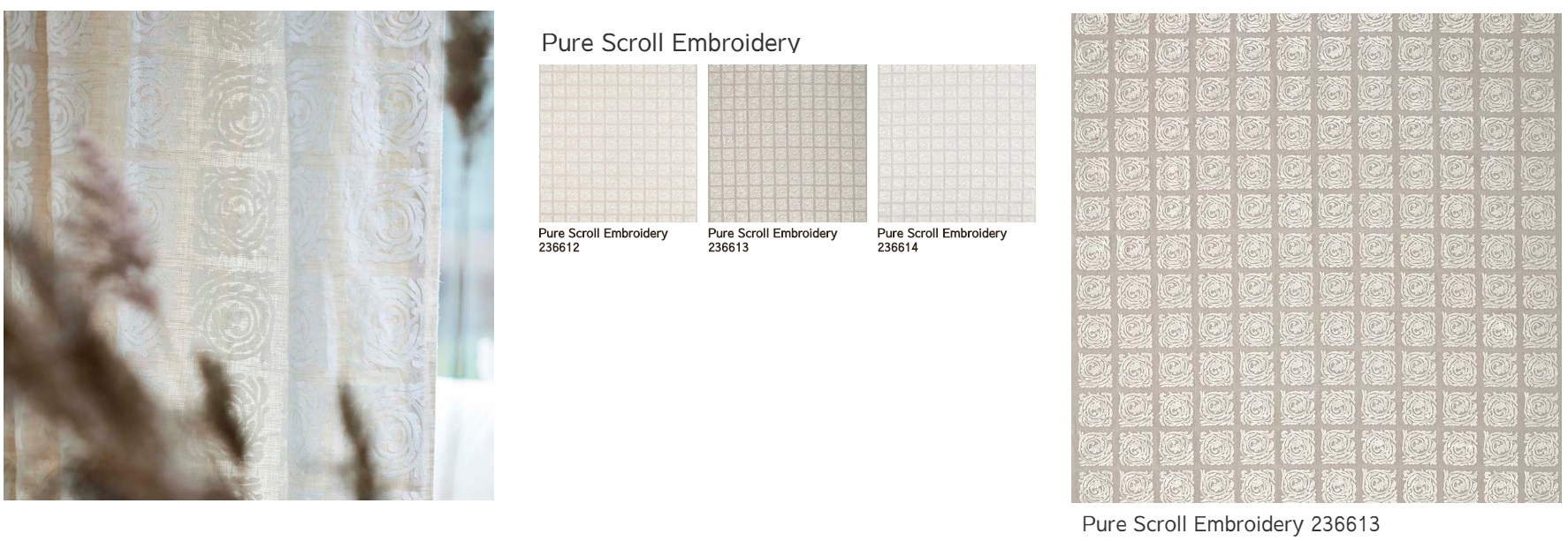 Pure Scroll Embroidery　ピュアモリス　カーテン