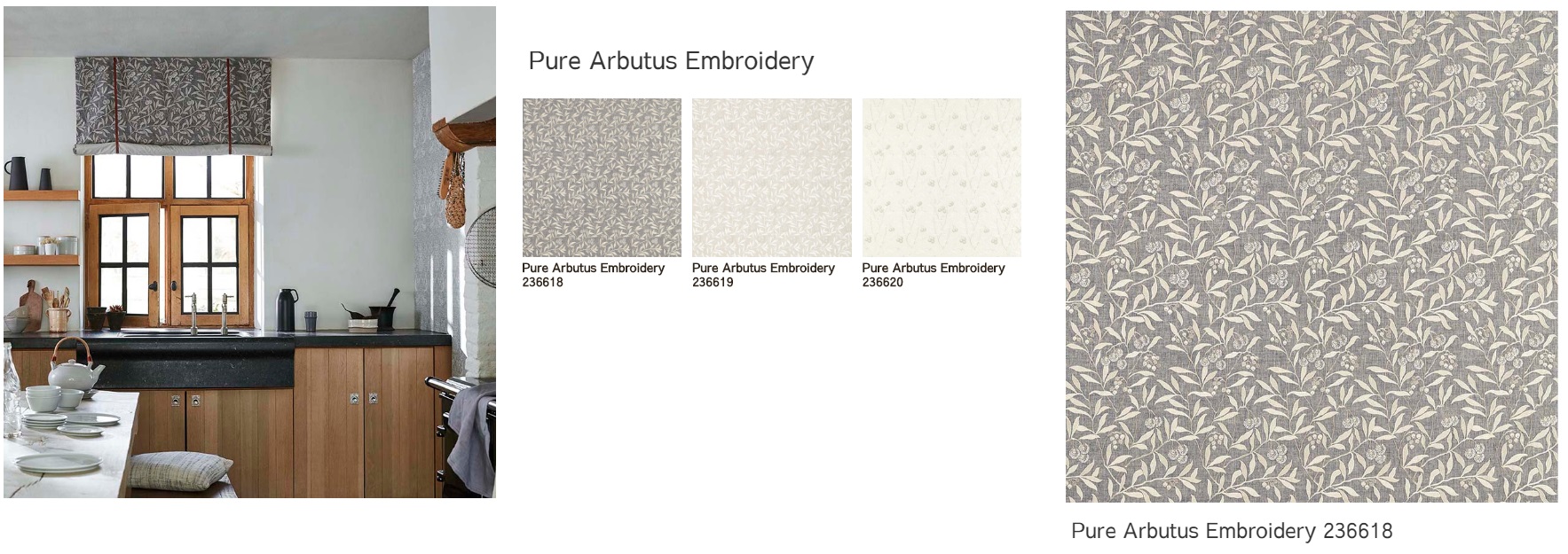 Pure Arbutus Embroidery　ピュアモリス　カーテン