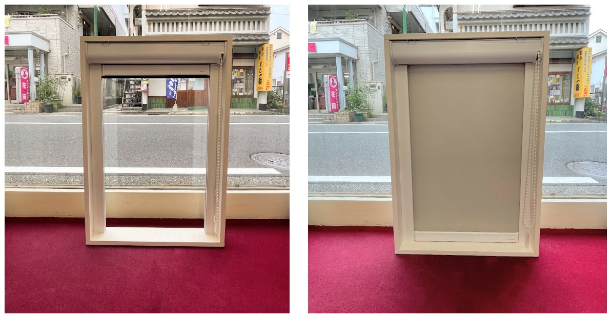 ニチベイ ロールスクリーン ガイドレールスリムタイプ 展示 取扱店