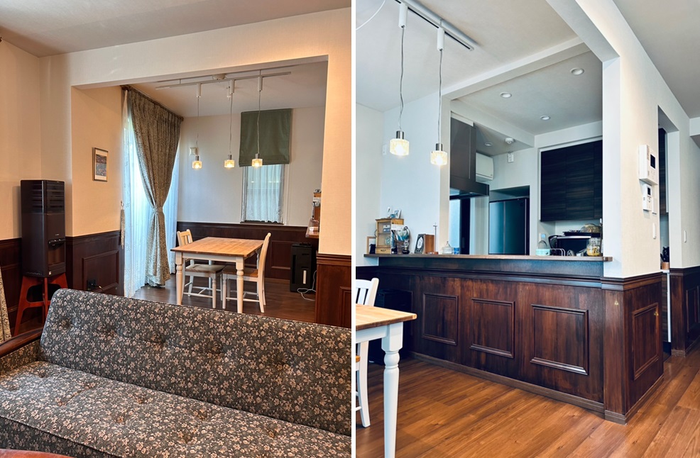 キッチン 腰壁 リフオーム 木目調