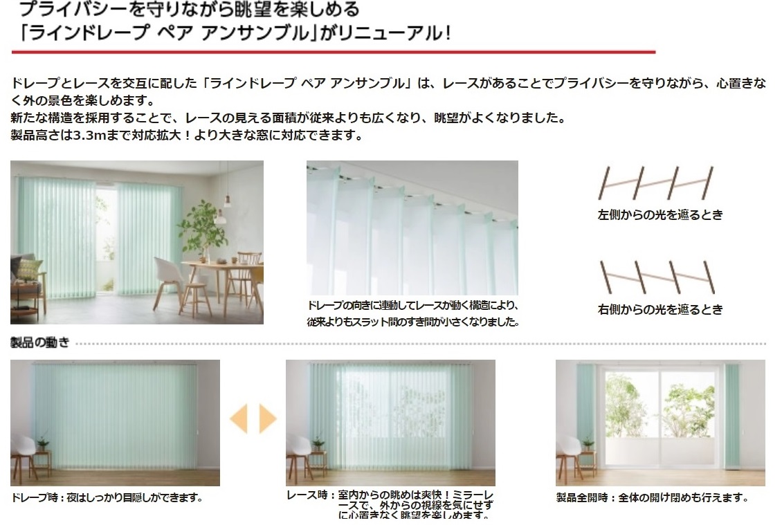 ラインドレープ　ペううんサンプル　特徴