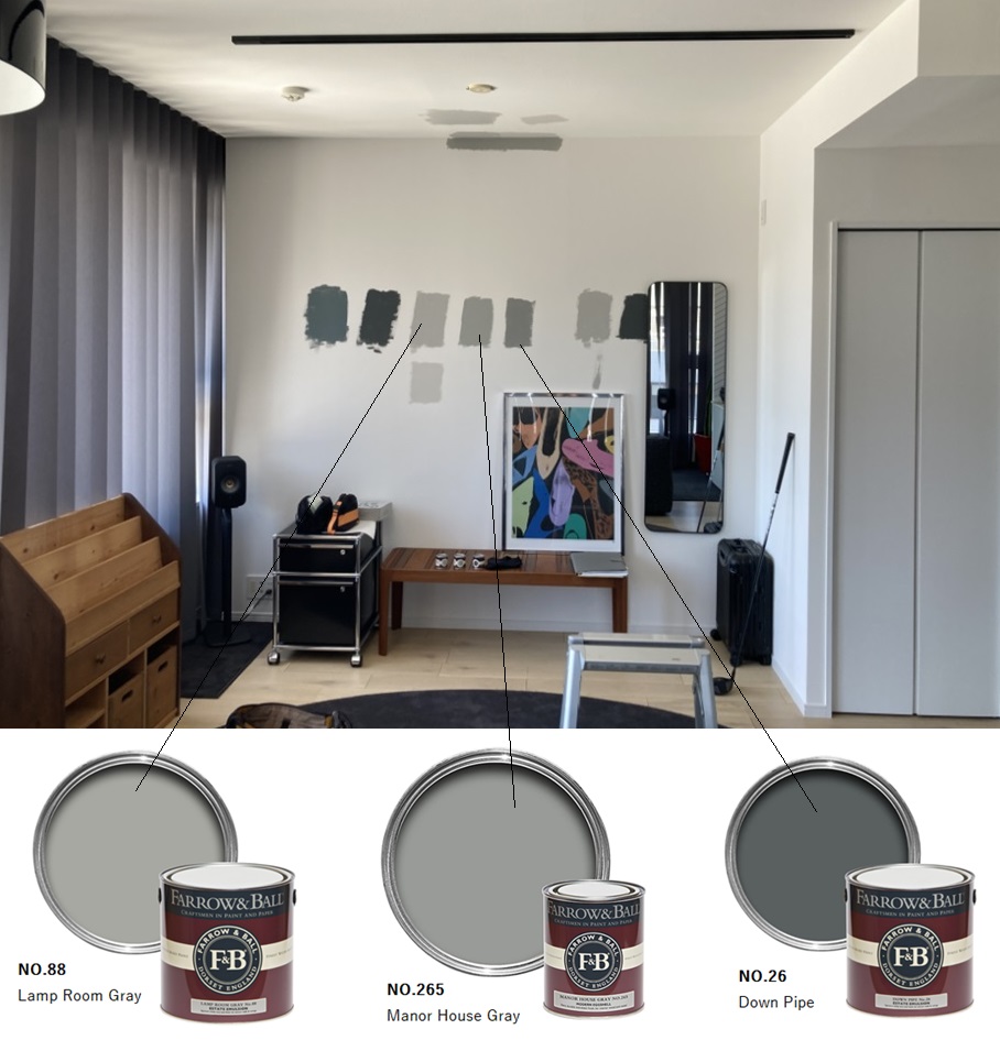Farrow & Ball　ペイント　グレー　色決め　打合せ