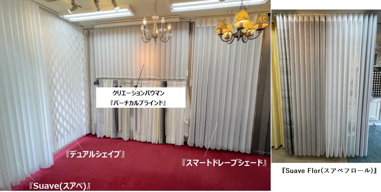 エアレ　スマートドレープシェード　スアベ・フロール　展示比較