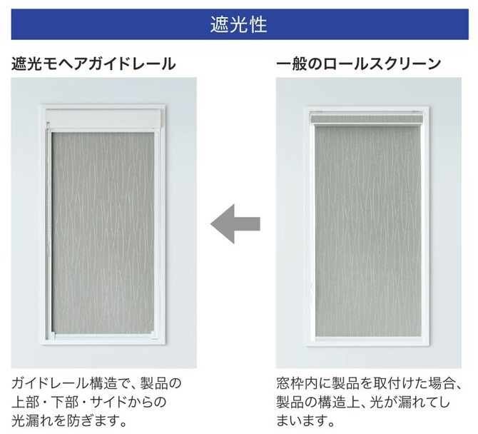 ロールスクリーン 光漏れ