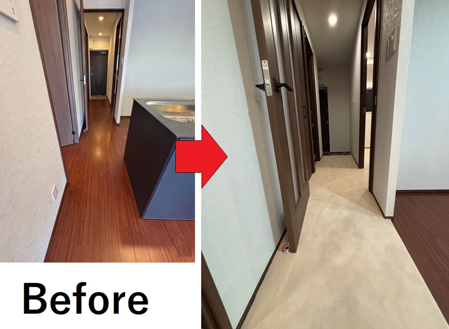 マンション 玄関 廊下 カーペット敷き