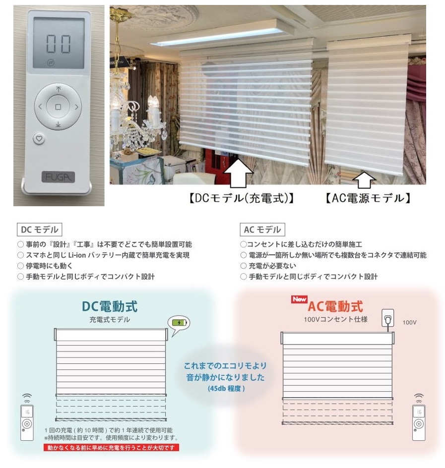 電動タイプ・FUGA エコリモの選べる電源タイプ