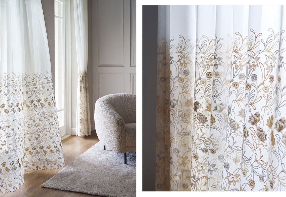 川島織物セルコン モリスデザインスタジオ バウアー・BOWER シアー レース イメージ