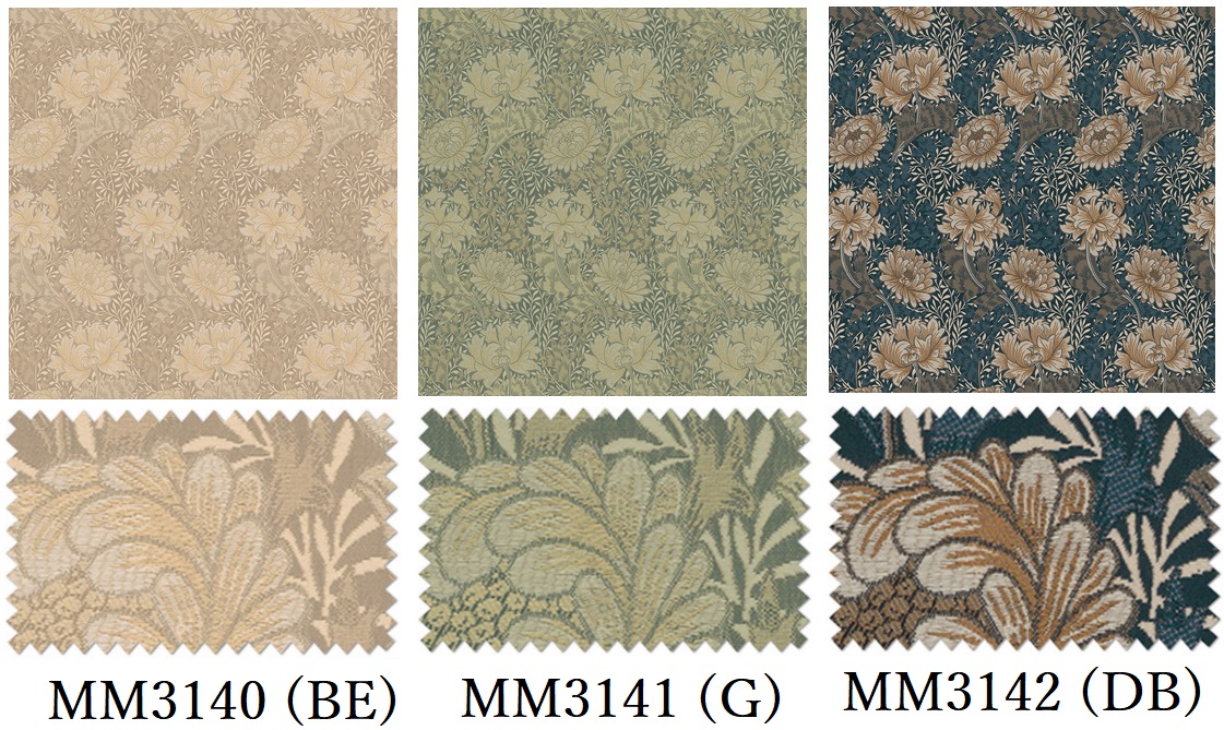 画像:MM3140(BE)、MM3141(G)、MM3142(DB)の施工例・生地アップ