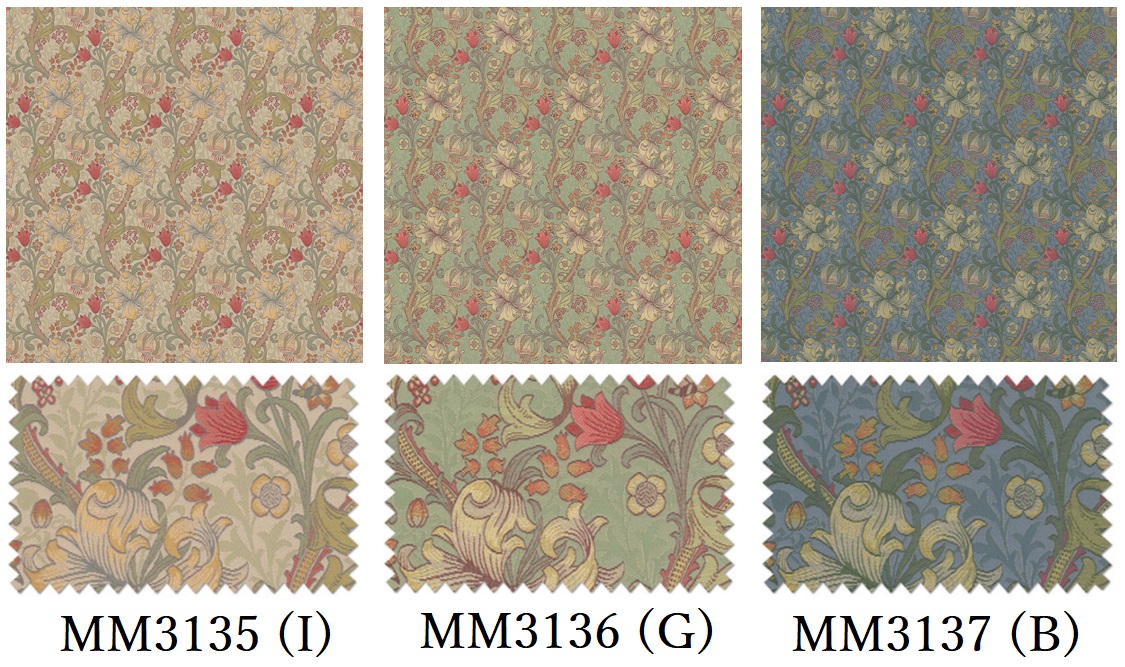 画像:MM3135(I)、MM3136(G)、MM3137(B)の施工例・生地アップ