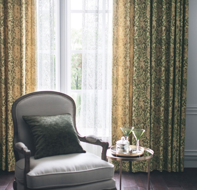 川島織物セルコン　ウィリアムモリス　ハニーサックル　オーダーカーテン　裏地つき 川島織物セルコン ウィリアムモリス ハニーサックル オーダーカーテン