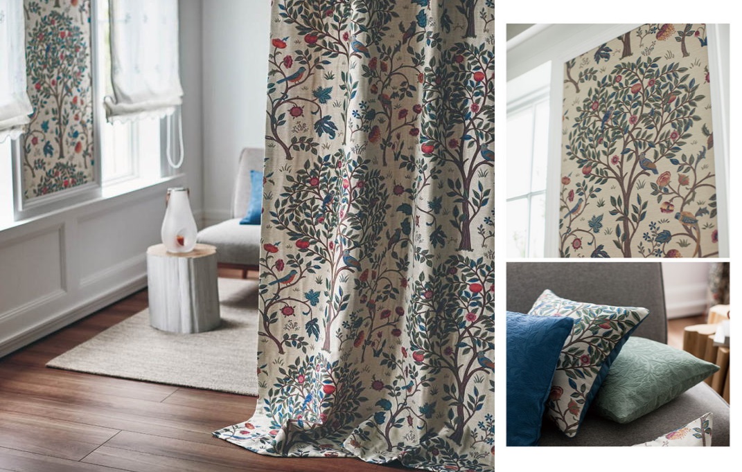 川島織物セルコン モリスデザインスタジオ ケルムスコットツリー・KELMSCOTT TREE カーテンイメージ