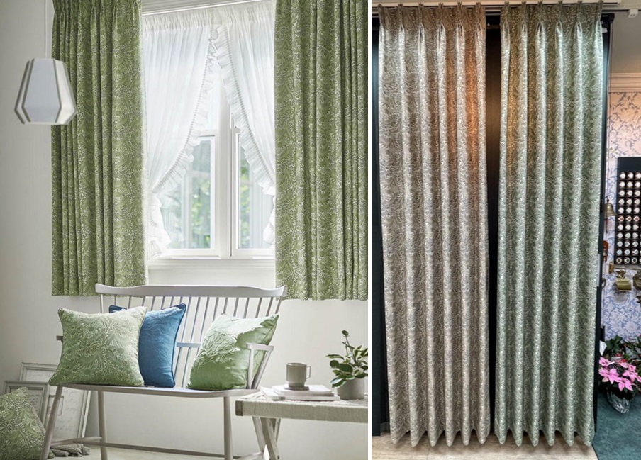 モリスデザインスタジオ ラークスパー(遮光) MM3119
,MM3120 カーテン イメージ|川島織物セルコン