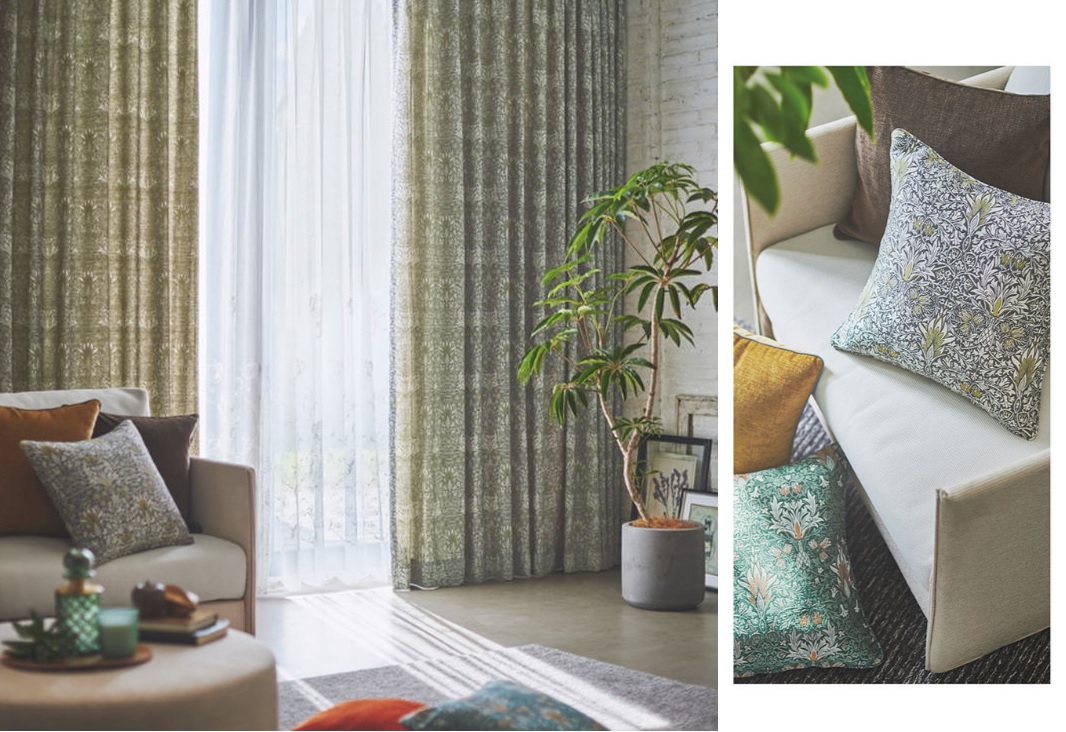 モリスデザインスタジオ スネークヘッド・SNAKESHEAD MM3123 MM3124 カーテン イメージ|川島織物セルコン