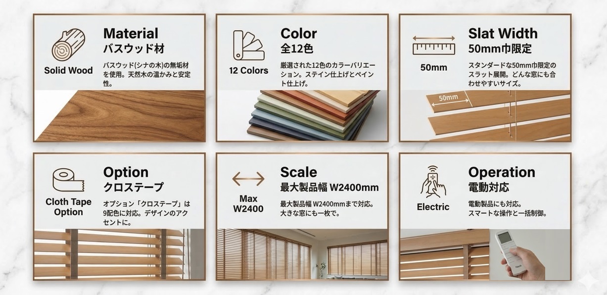 ナニック　Gシリーズ　ウッドブラインドの特徴