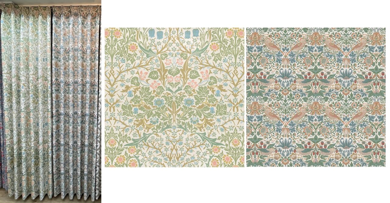 川島織物セルコン「モリスデザインスタジオ」新作｜イチゴドロボウ（STRAWBERRY THIEF）・ブラックソーン（BLACKTHORN）